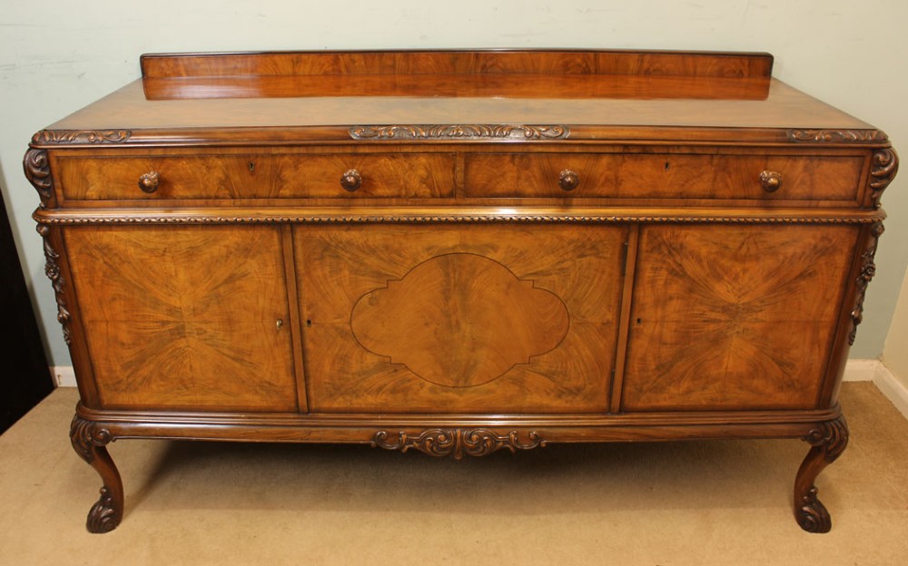 Figured Walnut Antique Sideboard, Server, Maples & Co