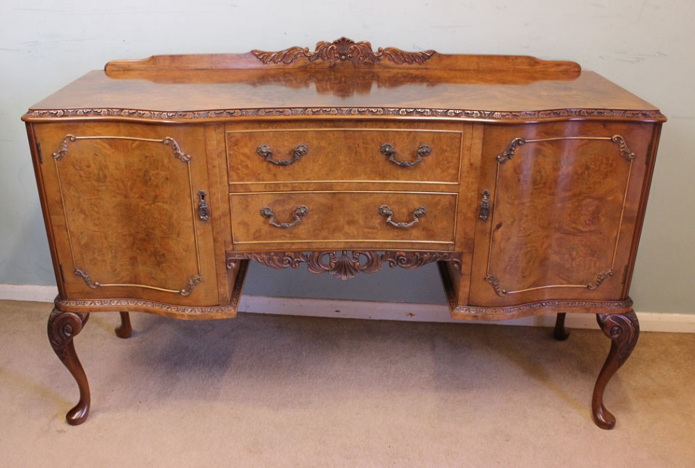 Queen Anne Style Burr Walnut Sideboard