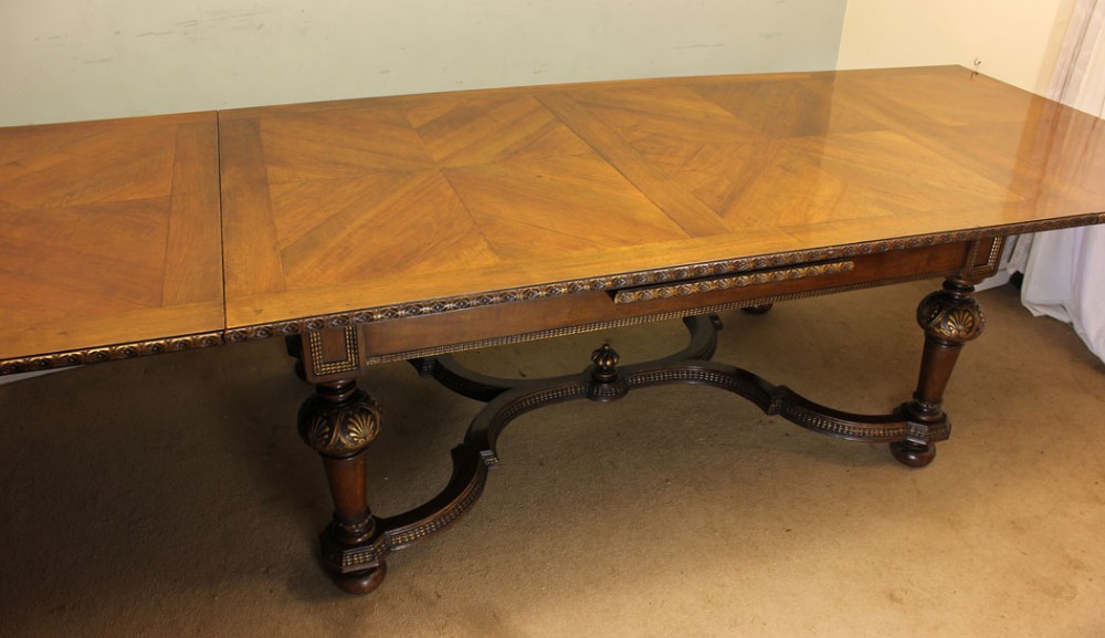 Large Walnut Drawleaf Extending Dining Table