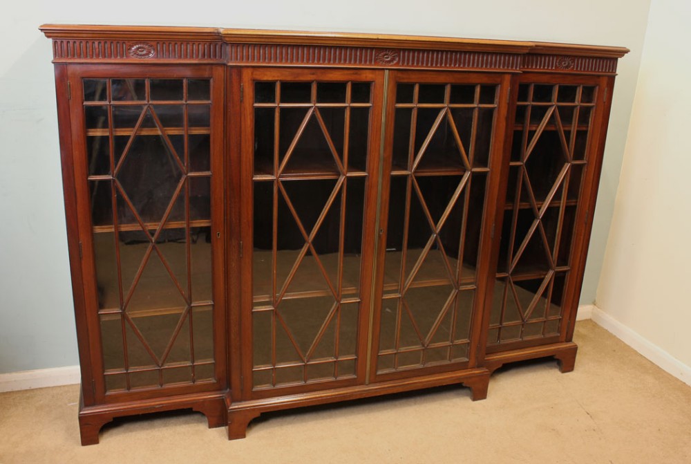Antique Mahogany Breakfront Bookcase