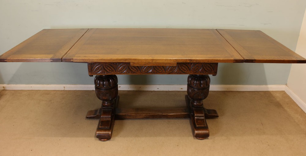 Oak Refectory Draw Leaf Farmhouse Kitchen Dining Table,