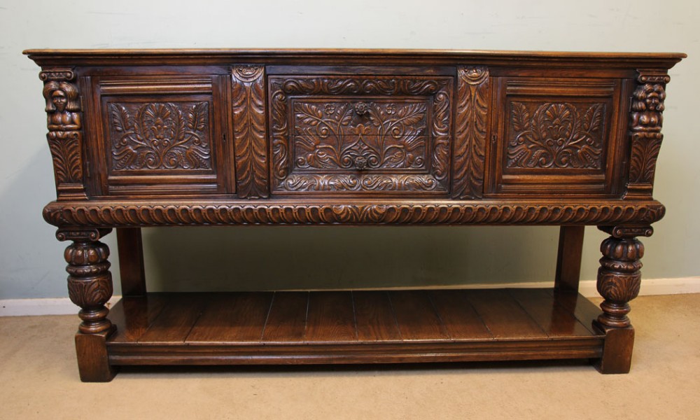 Antique Carved Oak Sideboard Dresser Base