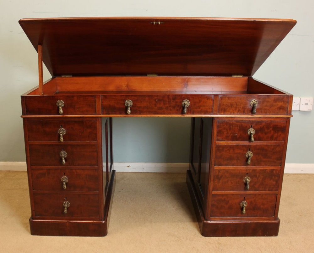 Victorian Mahogany Kneehole Pedestal Writing Desk