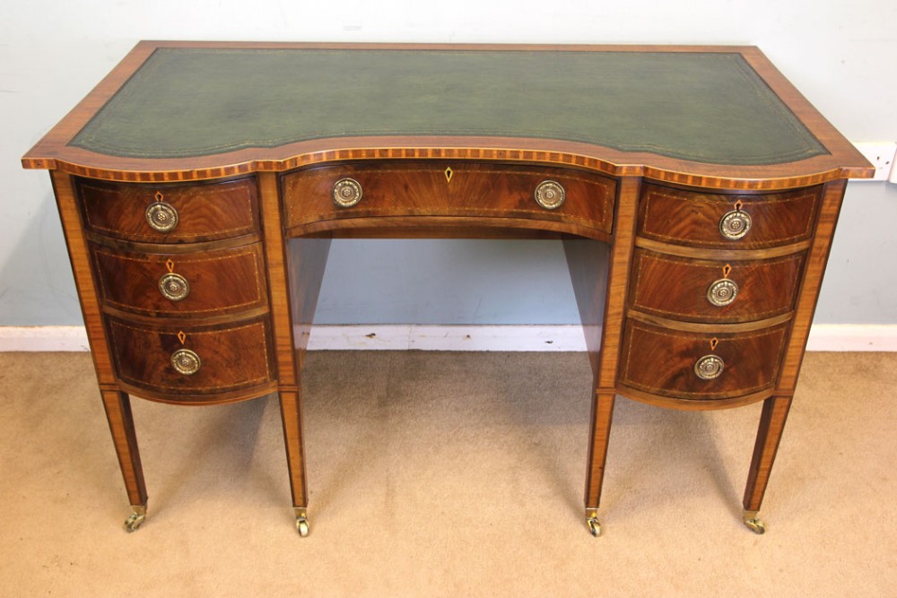 Quality Edwardian Inlaid Mahogany Kneehole Writing Desk