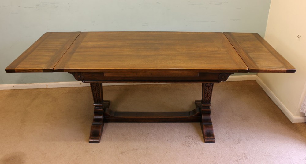 Antique Oak Draw Leaf Farmhouse Kitchen Dining Table