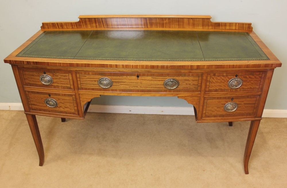 Quality Edwardian Satinwood Writing Desk, Waring & Gillow