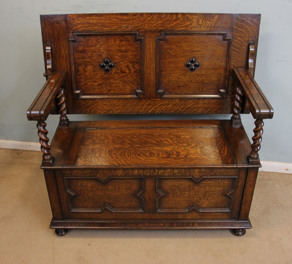 Antique Oak Monks Bench Settle