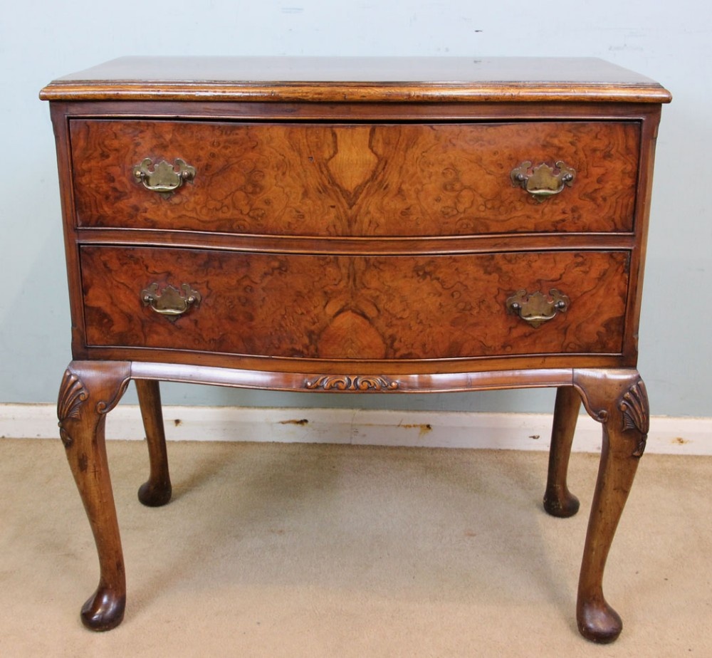 Burr Walnut two Drawer Side Table
