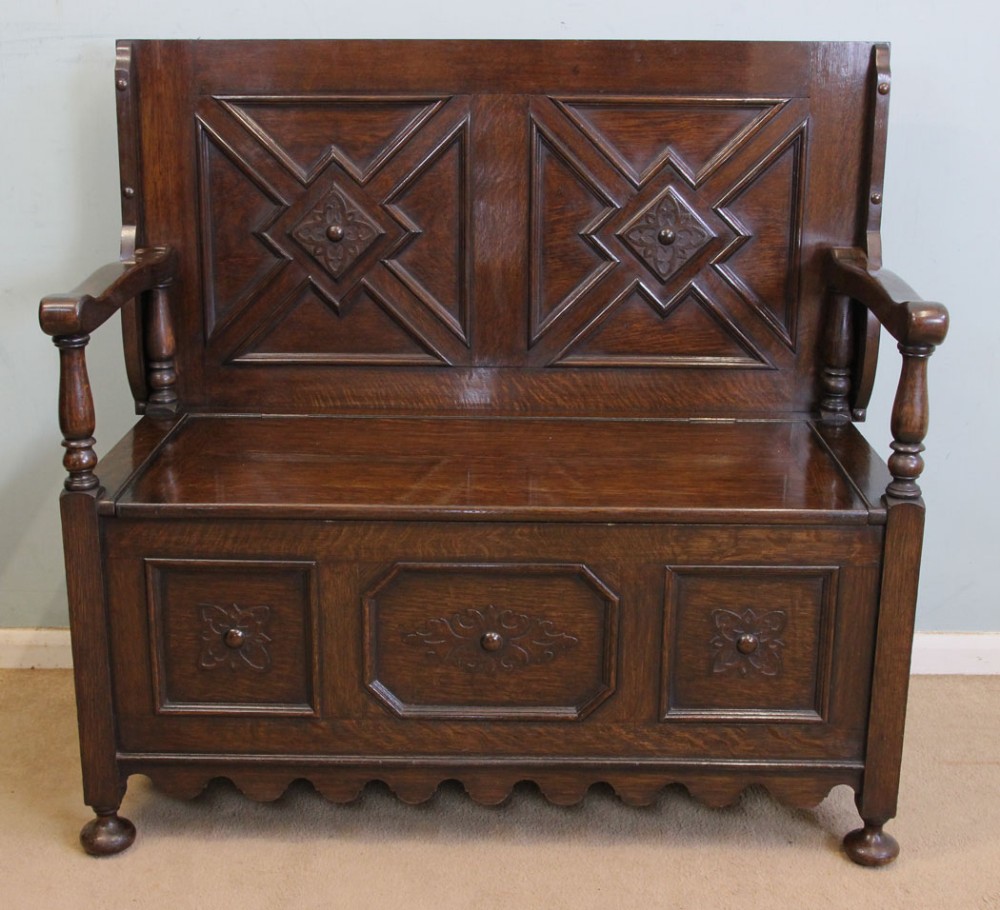 Antique Oak Monks Bench Settle