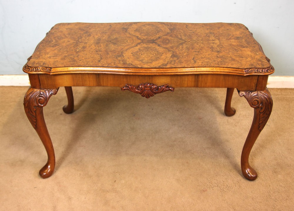 Queen Anne Style Burr Walnut Coffee Table