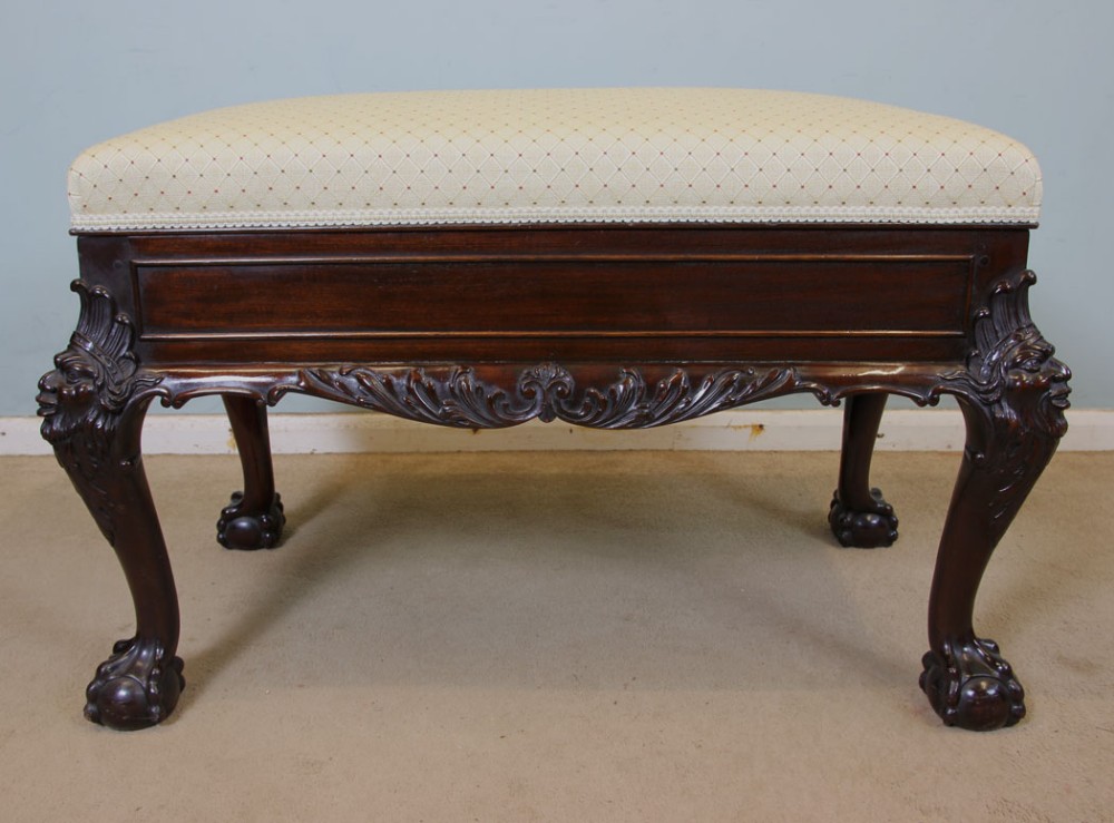 Quality Antique Mahogany Window Seat Duet Piano Stool