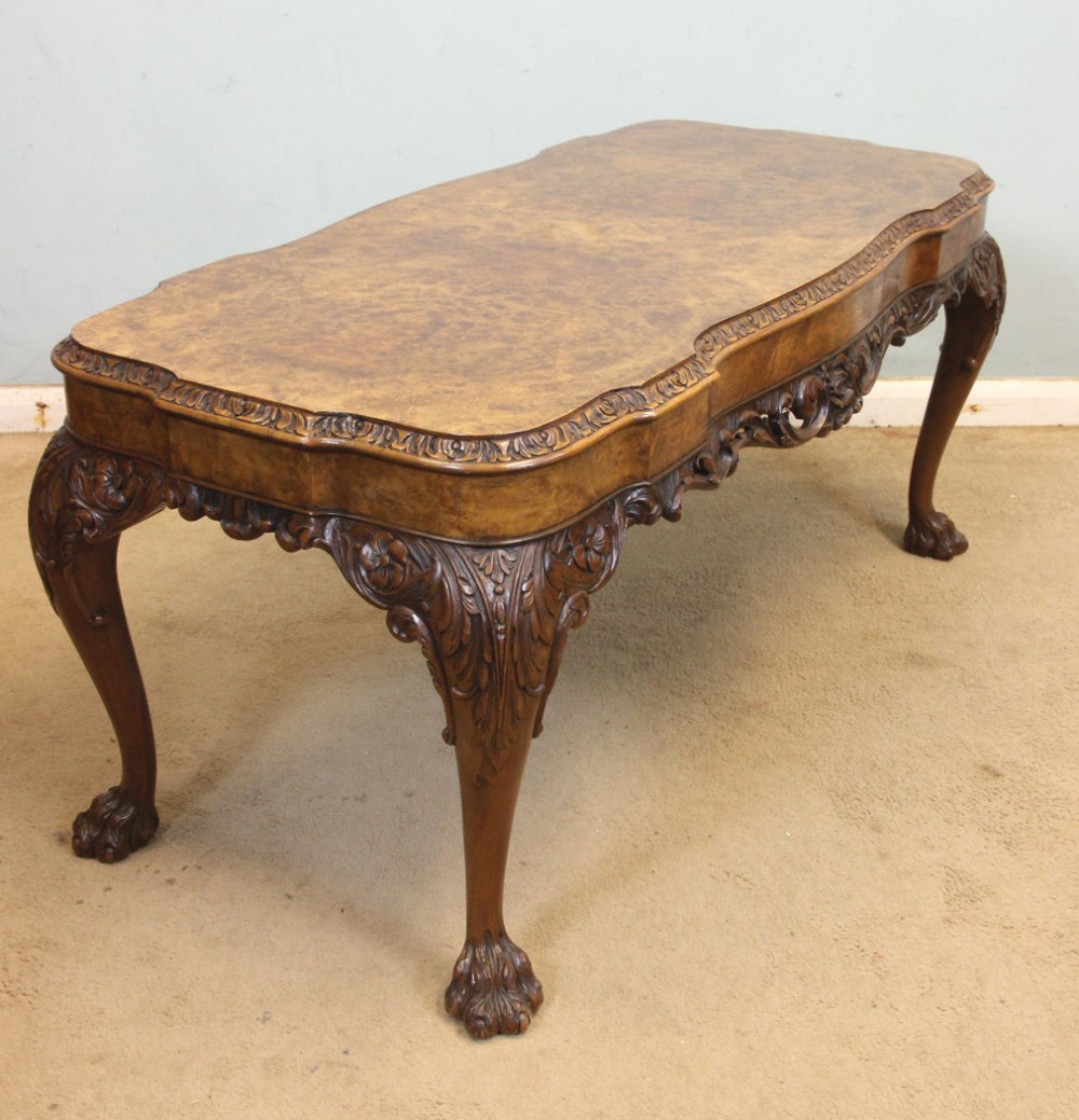 Queen Anne Style Burr Walnut Coffee Table