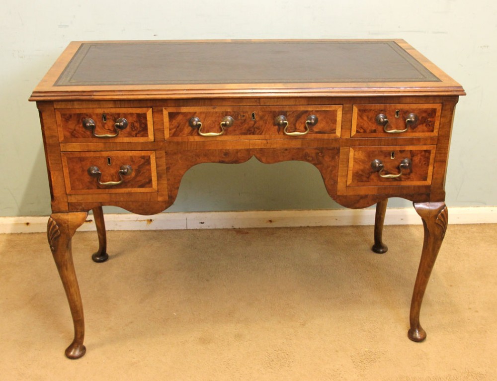 Figured Walnut Kneehole Writing Desk
