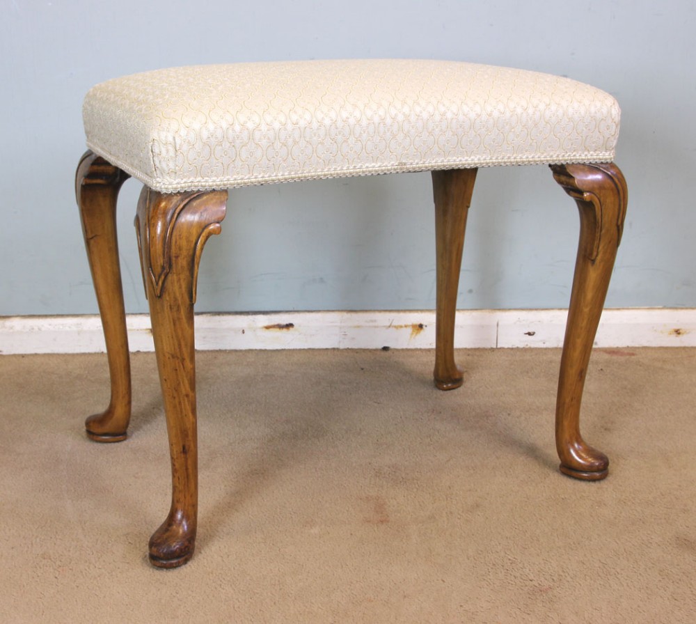 Queen Anne Style Walnut Dressing Table Stool
