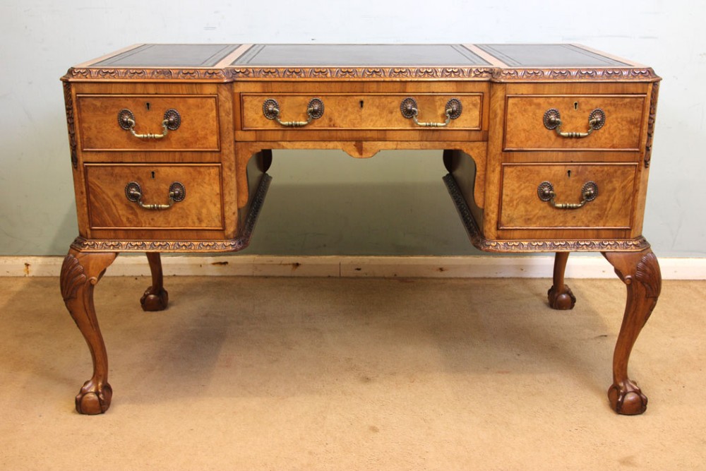 Queen Anne Style Burr Walnut Writing Desk