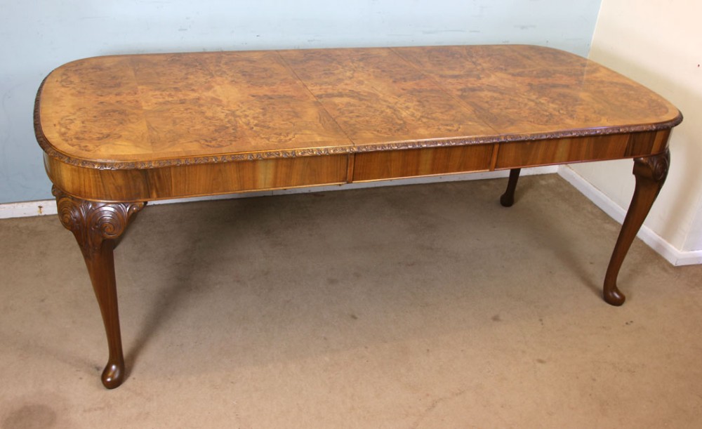 Burr Walnut Extending Dining Table