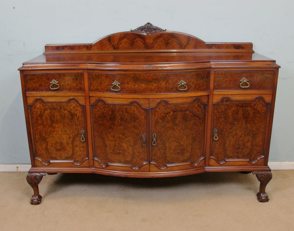 Antique Bow Fronted Burr Walnut Sideboard 
