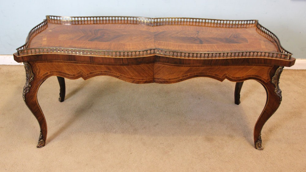 Rosewood Inlaid Shaped Coffee Table