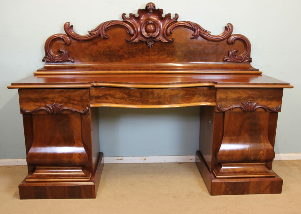 Antique Victorian Mahogany Pedestal Chiffonier Sideboard