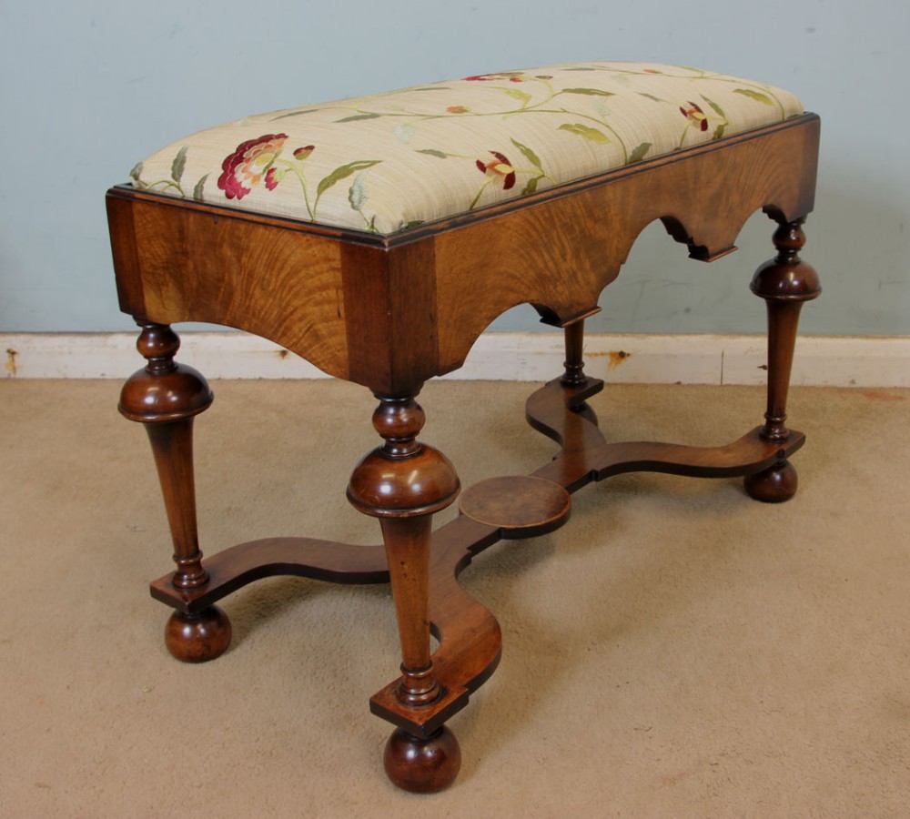 Quality Walnut Dressing Table Stool. 