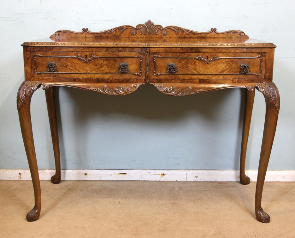 Burr Walnut Two Drawer Side Table