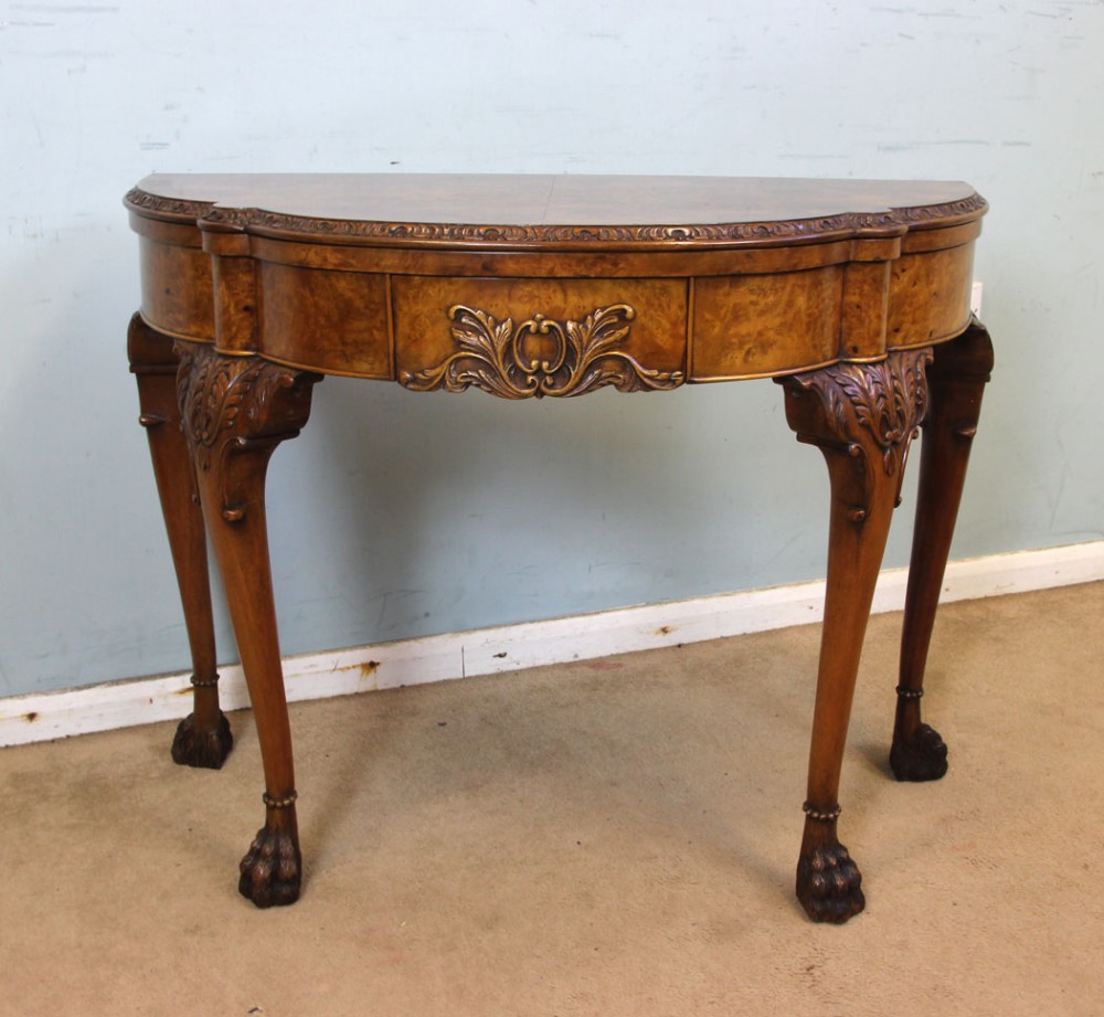 Burr Walnut Queen Anne Style Card Games Table
