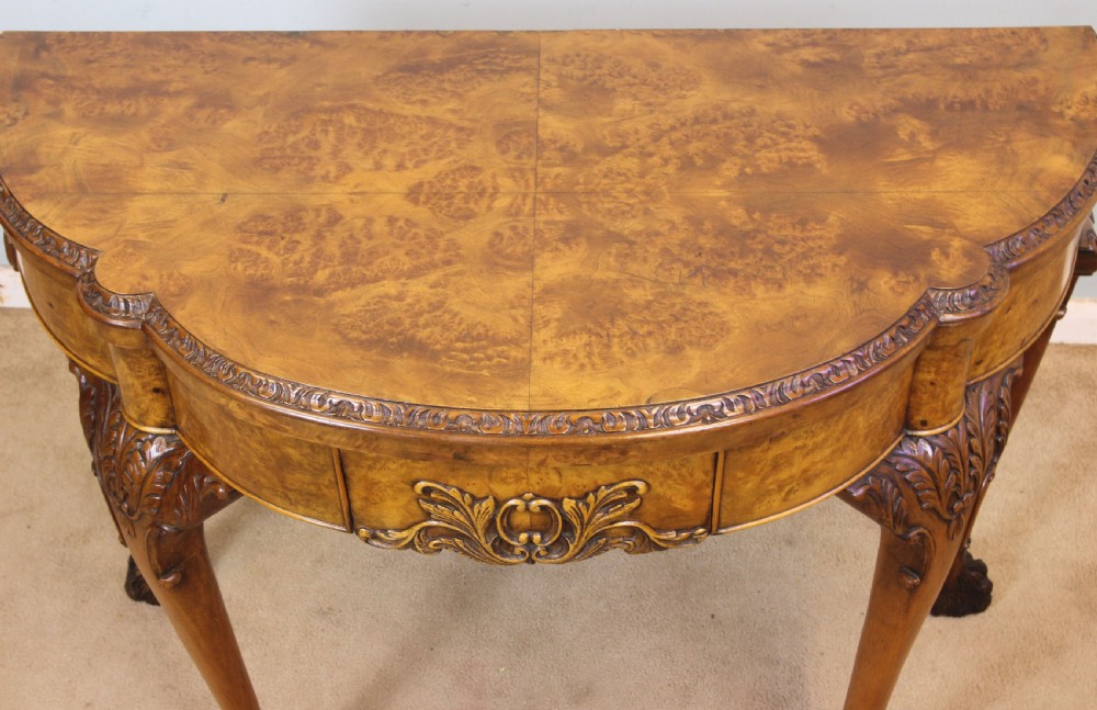 Burr Walnut Queen Anne Style Card Games Table View X