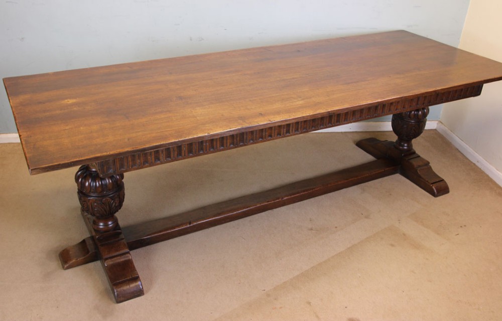 Antique Large Oak Refectory Farmhouse Dining Table