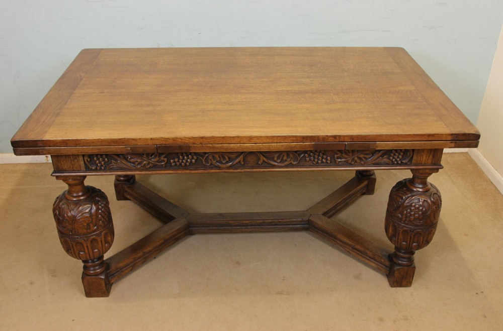Large Oak Draw Leaf Refectory Farmhouse Dining Table