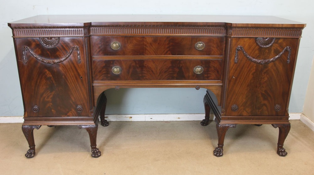 Antique Mahogany Breakfront Sideboard Dresser Base