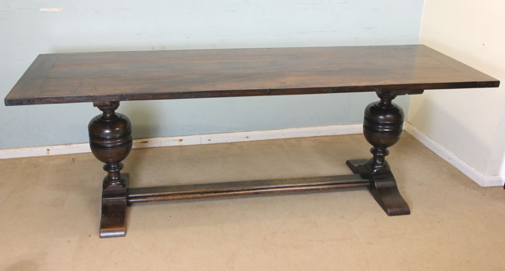 Antique Large Solid Oak Refectory Farmhouse Dining Table