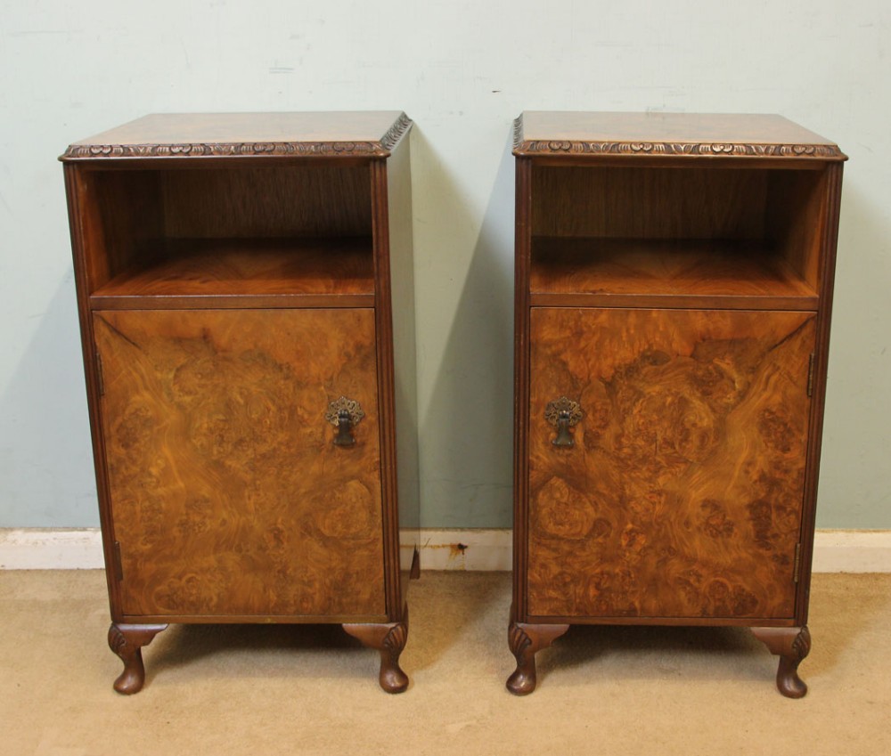 Pair of Walnut Bedside Cabinets