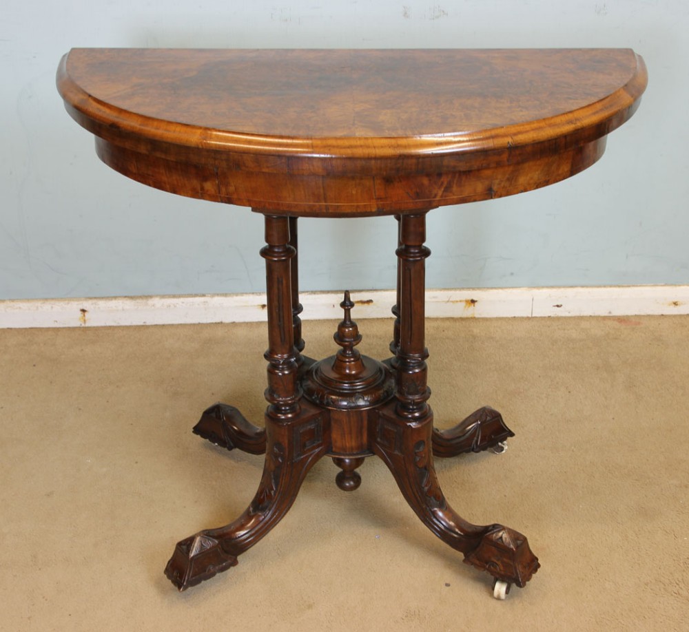 Antique Victorian Burr Walnut Card Table