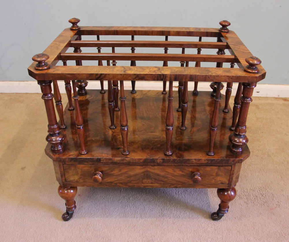 Antique Victorian Burr Walnut Canterbury
