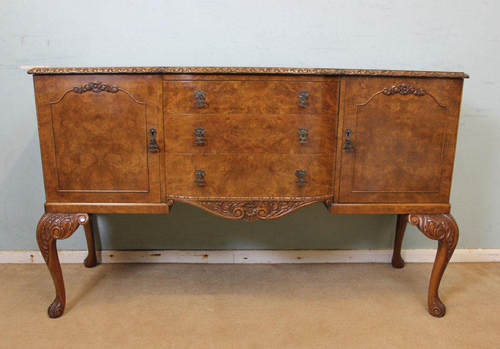 Burr Walnut Queen Anne Style Sideboard