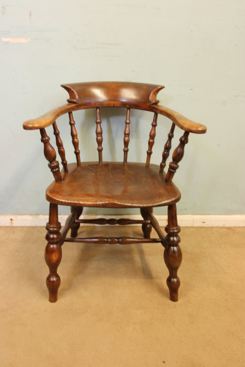 Antique Smokers Bow Armchair Captains Windsor Chair View XI