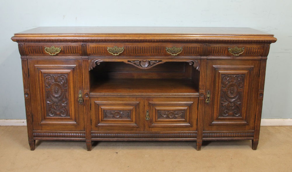 Antique Victorian Carved Oak Sideboard Dresser Base