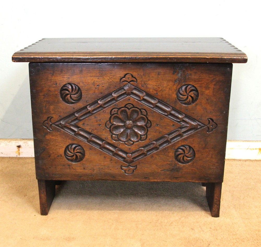 Small Carved Oak Coffer Chest