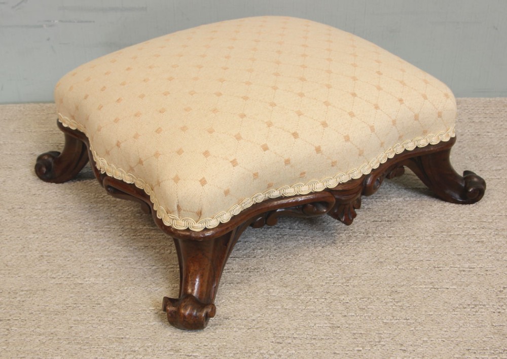 Antique Victorian Shaped Rosewood Footstool