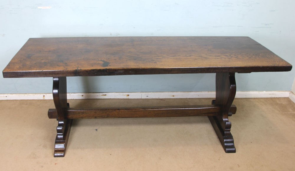 Antique Country Solid Oak Refectory Farmhouse Dining Table