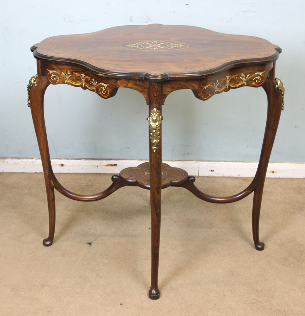 Antique Quality Shaped Rosewood Inlaid Occasional Table