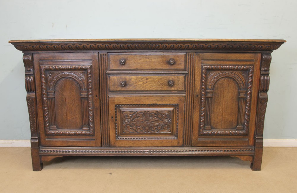 Antique Carved Oak Sideboard Dresser Base