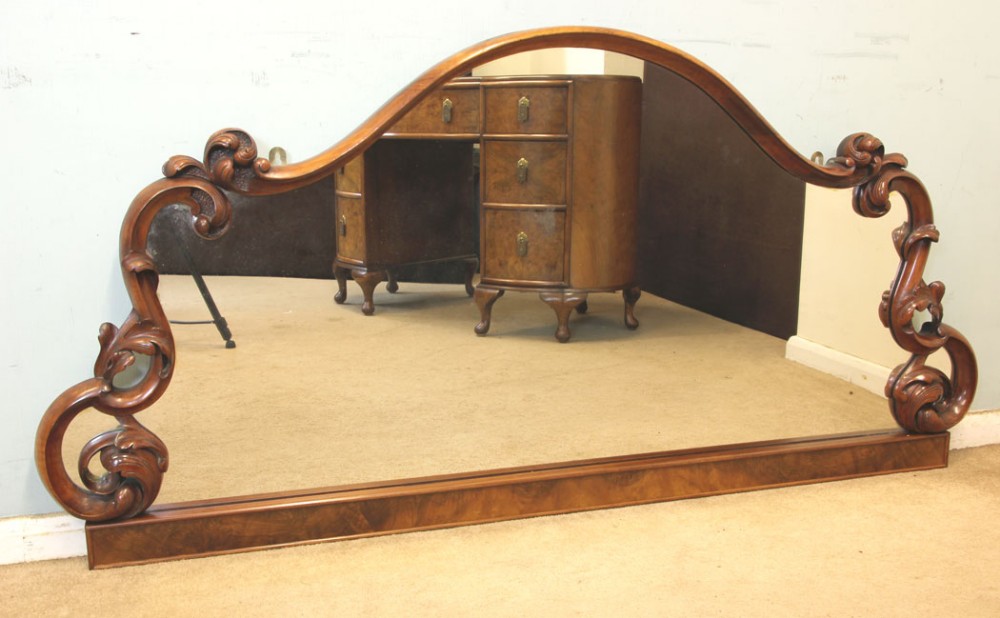 Antique Victorian Walnut Large Overmantel Wall Mirror