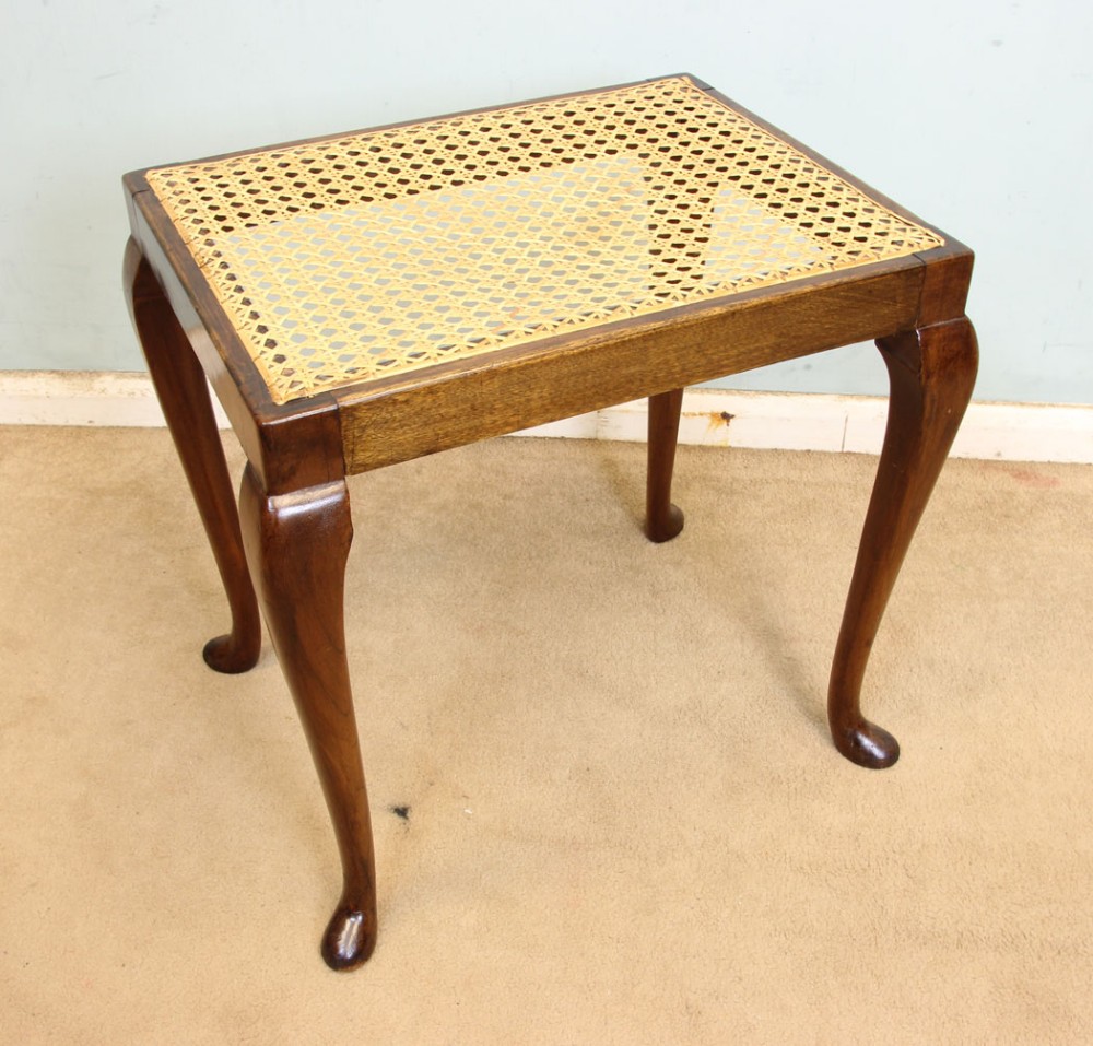 Walnut Framed Cane Seat Stool