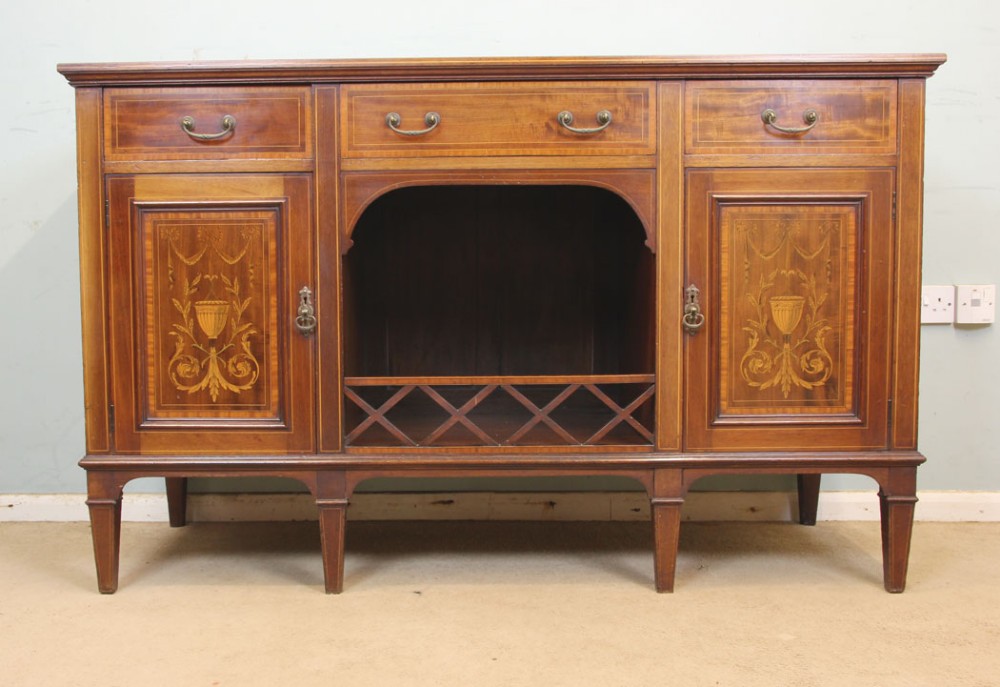 Antique Edwardian Quality Inlaid Mahogany Chiffonier Sideboard 