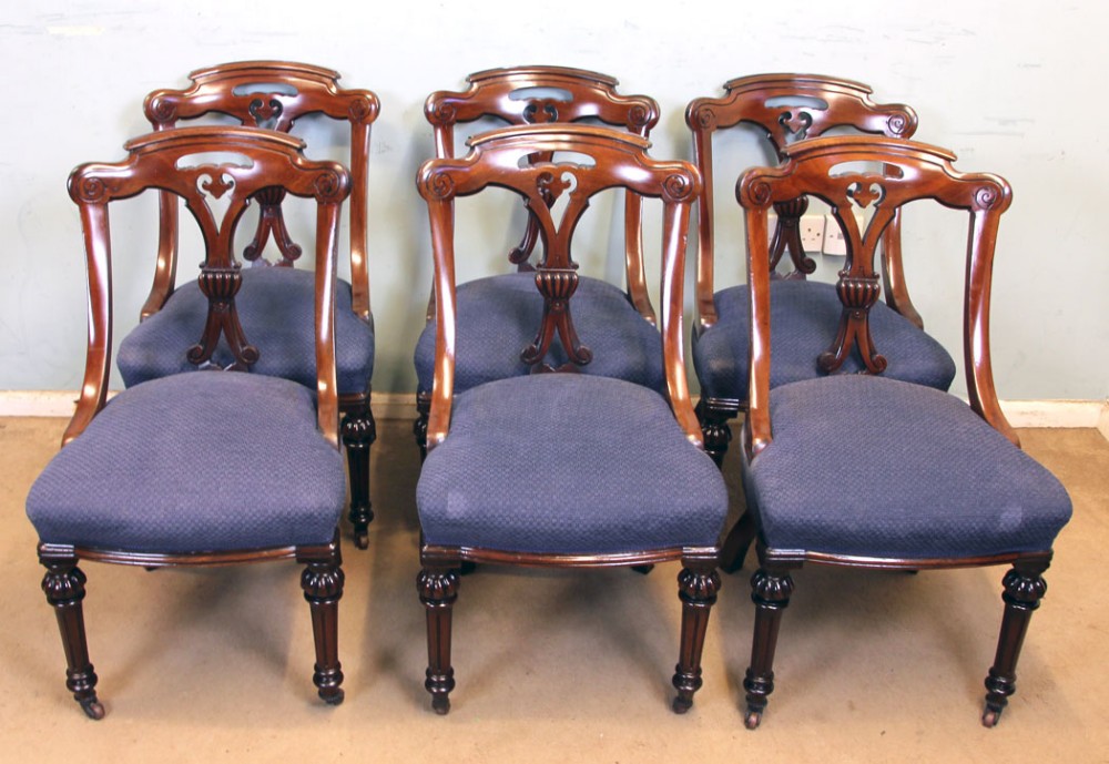 Set Six Antique Victorian Mahogany Dining Chairs