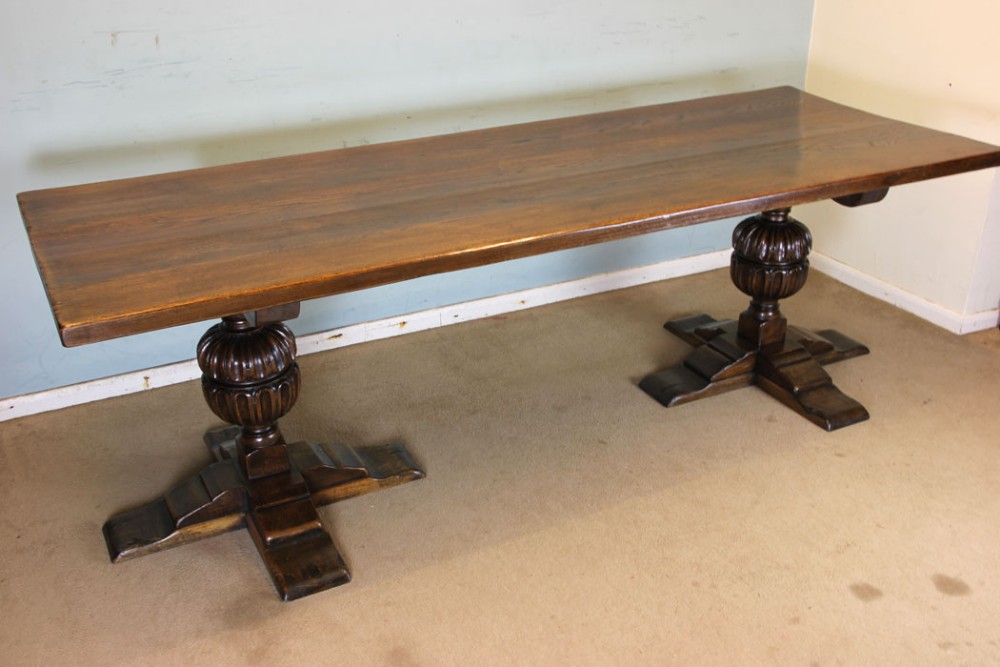 Antique Large Oak Refectory Farmhouse Dining Table