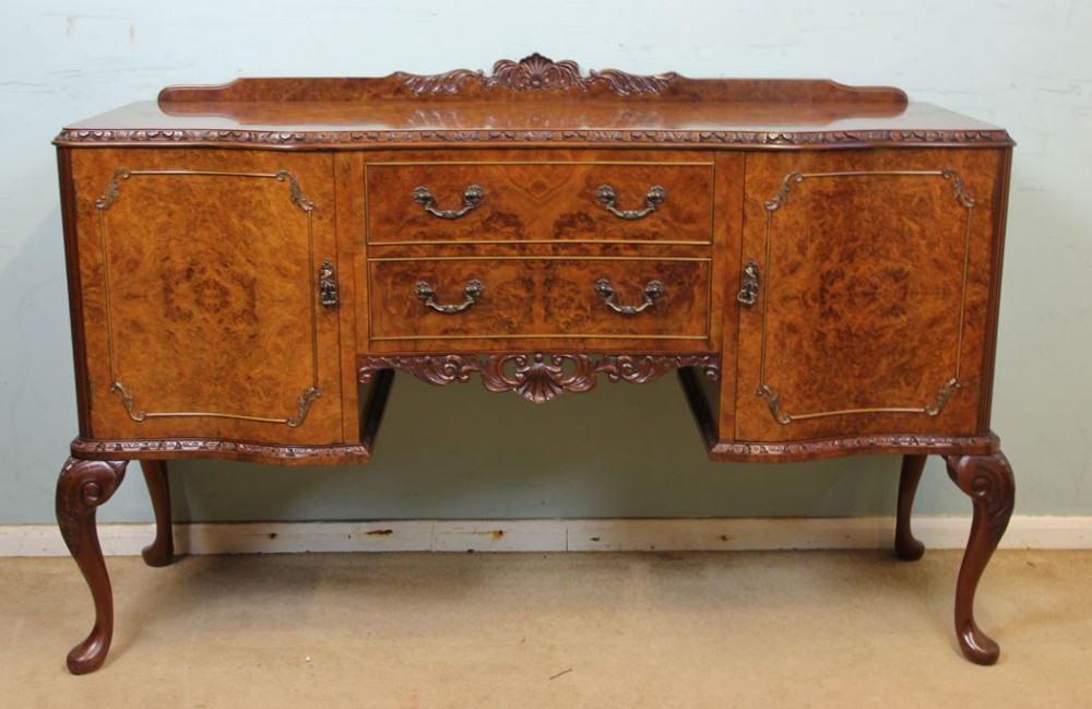 Queen Anne Style Burr Walnut Sideboard