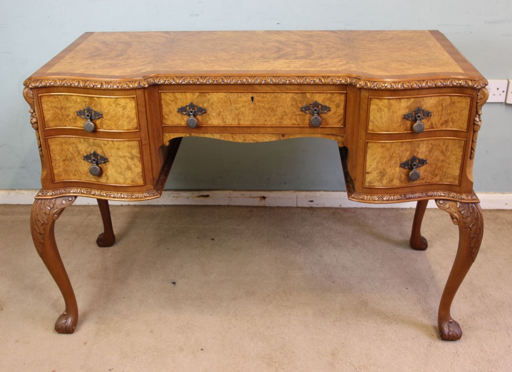 Antique Burr Walnut Side Table Dressing Table Desk,