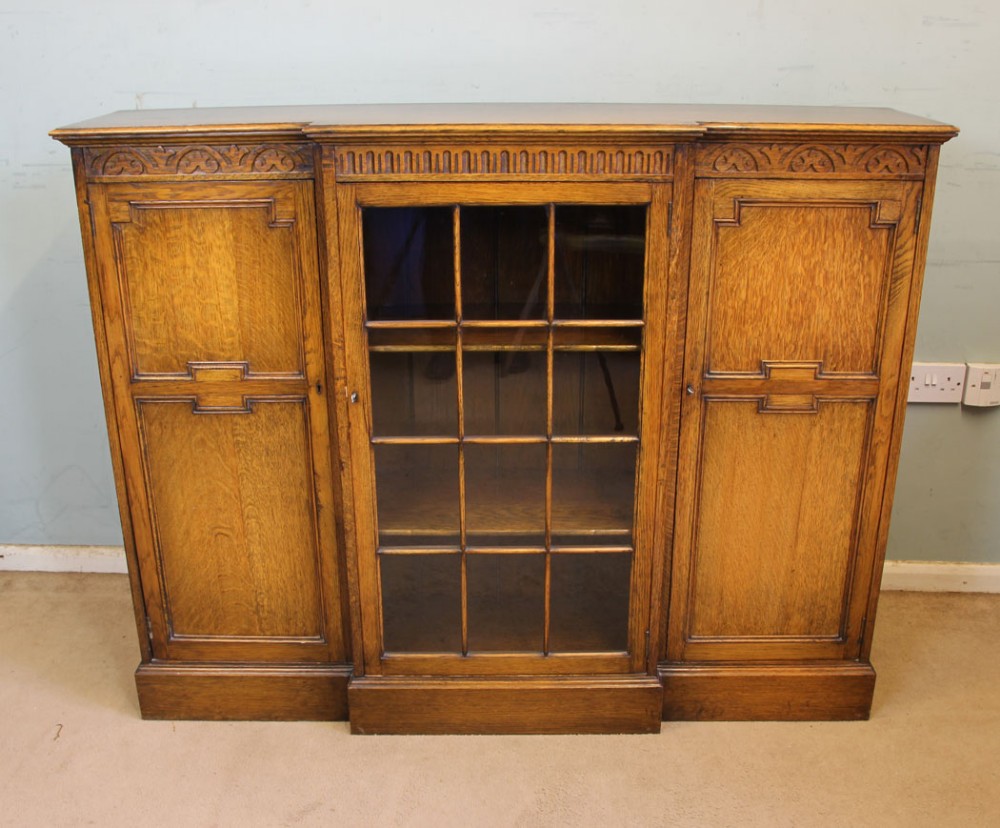 Antique Breakfront Oak Bookcase